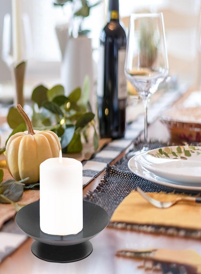 CREECHWA Pillar Candle Holder with Safety Spike, Set of 4, 3.5 Inch Metal Candle Plate, Pillar Candle Holders, Black Candle Stand - Image 3
